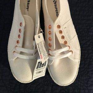 Superga white espadrille-like sole sneakers